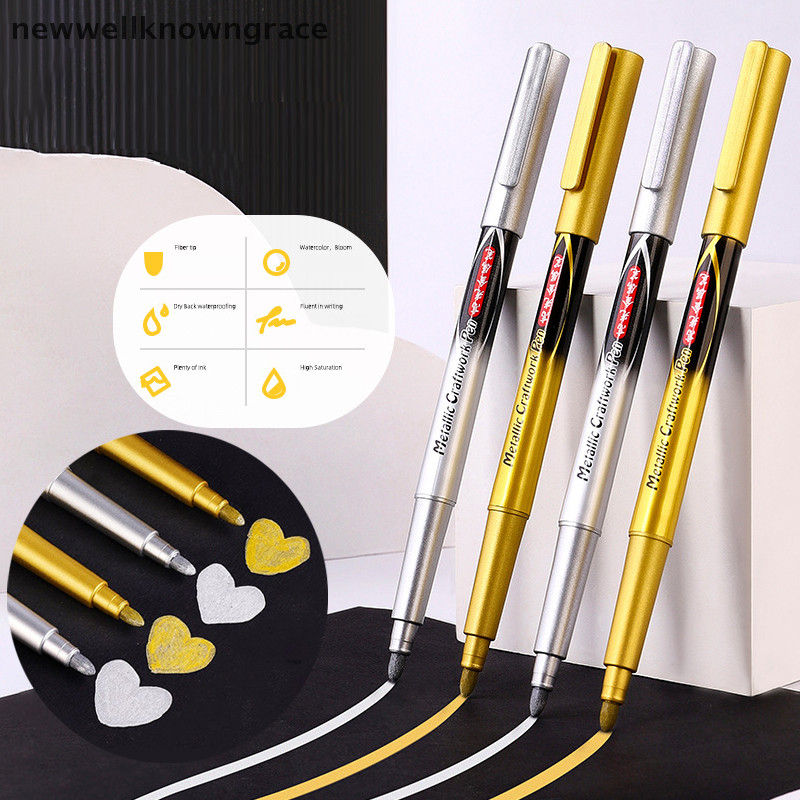 Nwth Gold Silver Colour Craft ปากกากันน้ําปากกาสี Mark ปากกาโลหะ Greeg การ์ดการประดิษฐ์ตัวอักษรปากกาไฮไลท์ GR