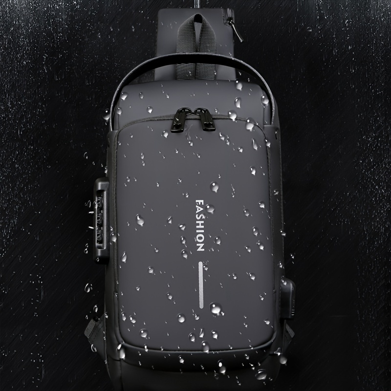 กระเป๋าสะพายแฟชั่นกระเป๋าคาดหน้าอกกันน้ําพร้อมพอร์ตชาร์จ ยูเอสบี เหมาะสําหรับผู้ชาย กระเป๋าคุณภาพสูงที่ทนทาน - รูปที่ 7