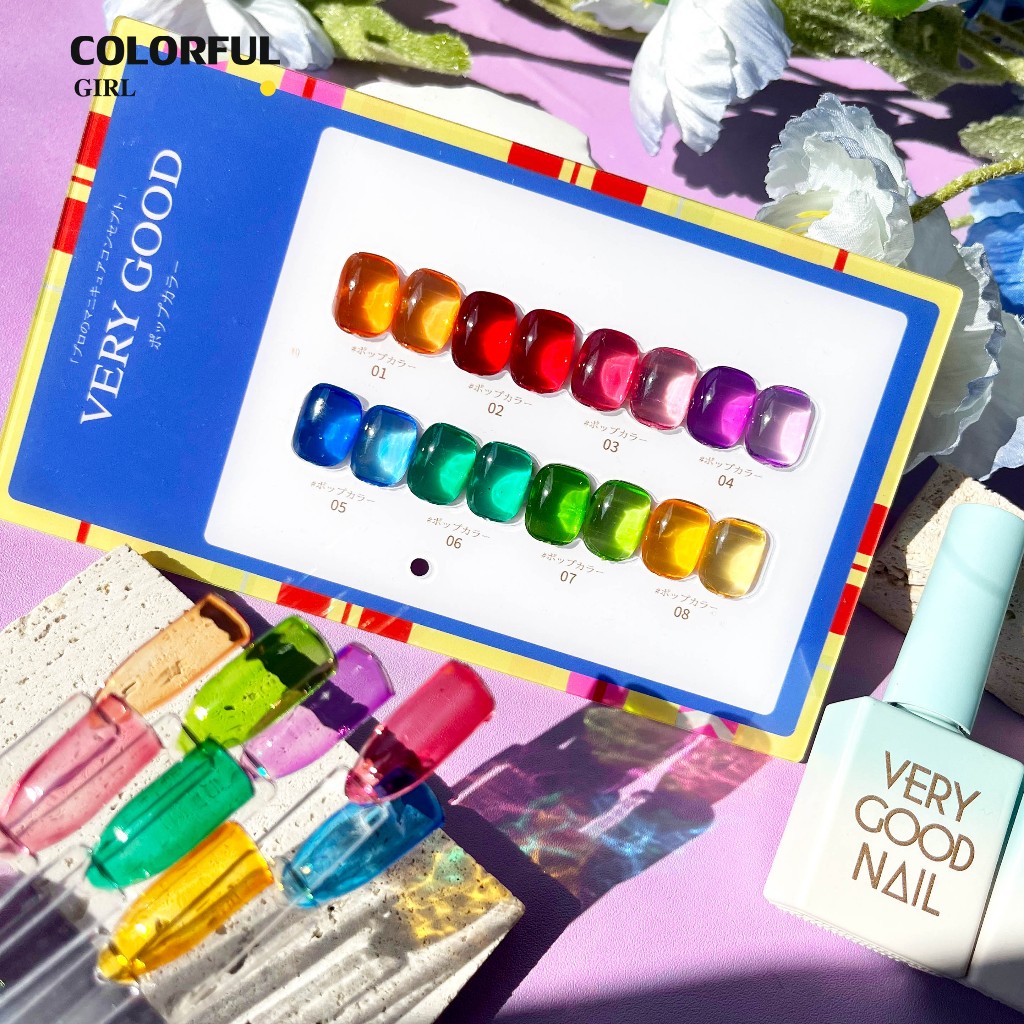 【พร้อมส่ง】สีเจลไซรัป  8 สี  (very good)สีลูกกวาด  ฟรีชุดชาร์จชาร์จ   เนื้อสวยละมุนค่ะ  ไม่บางจนเกินไปทาง่ายและสวยมากค่ะ