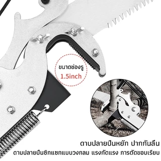 MODOFO กรรไกรตัดกิ่งไม้ กรรไกรตัดกิ่งไม้สูง เสายืดไสลด์สแตนเลส ปรับได้ 2—7เมตร มีรอกช่วยผ่อนแรง 4 ตัวใบ SK5