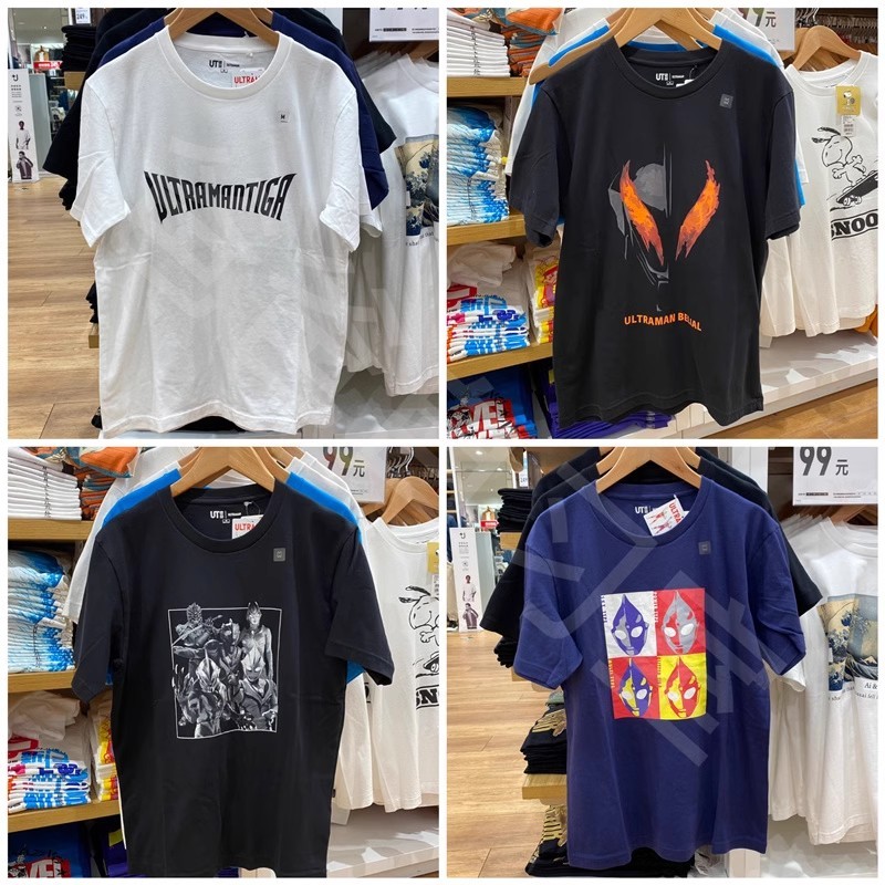 Uniqlo เสื้อยืดผ้าฝ้ายพิมพ์ลาย Ultraman Ultraman UT คอกลม 438340