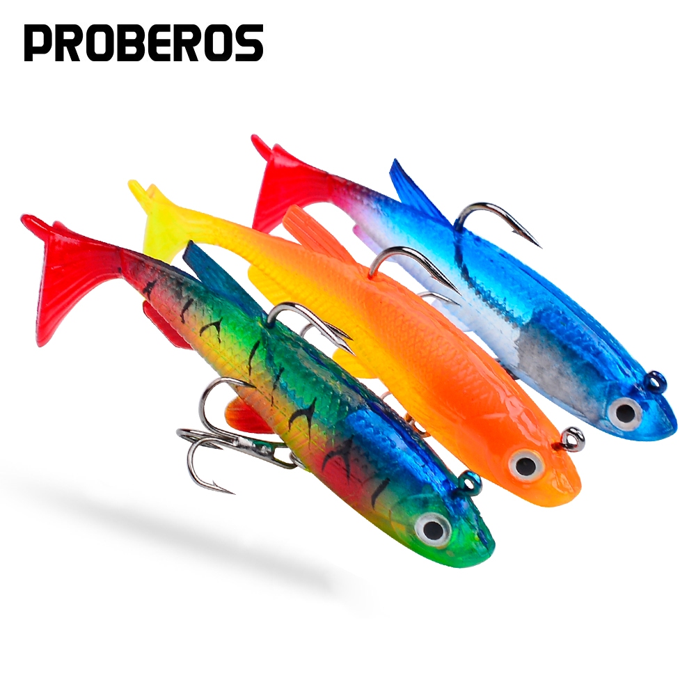 (คลังสินค้าพร้อม) Proberos 1/5pcs Sinking Minnow เหยื่อตกปลาสําหรับเบส 7.5 ซม. 13.5g T-Tail ตกปลาหัวตะกั่ว Jig Hook Swimbaits เหยื่อตกปลาเหยื่อพลาสติกอ่อน Paddle Tail
