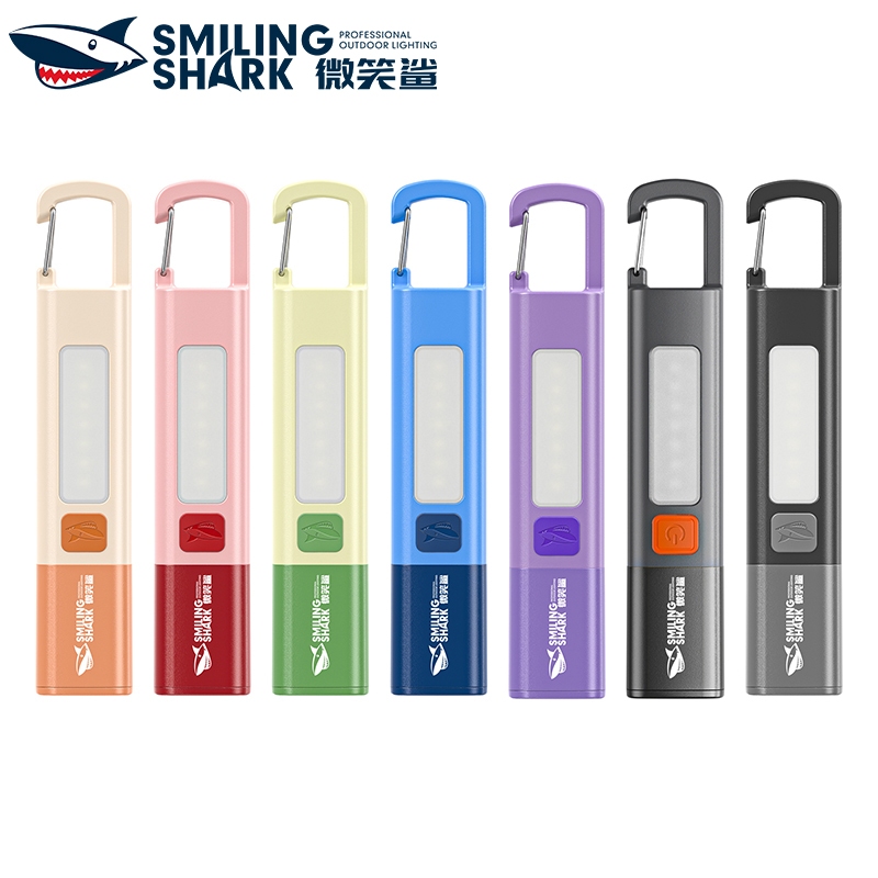SmilingShark SD1023 ไฟฉาย led มินิ พวงกุญแจ ซัง คบเพลิง แสงสีขาวที่แข็งแกร่ง 3โหมด Type-C ชาร์จใหม่ได้ การออกแบบที่มีสีสัน กันน้ำสำหรับของขวัญในครัวเรือนเดินป่าตั้งแคมป์
