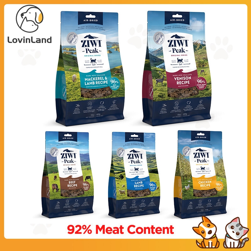 Ziwi อาหารแห้ง ปราศจากสารอาหาร 96% โปรตีนสูง สําหรับสัตว์เลี้ยง แมว 400 กรัม 1 กก.