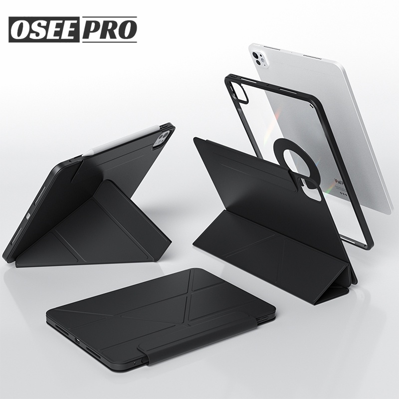 Osee Pro เคส ipad ป้องกันอย่างเต็มที่ 2-in-1 720° ฝาครอบแบบพับ Y แบบหมุนได้พร้อมเคสหัวเข็มขัดแบบถอดได้แม่เหล็กสําหรับ iPad Pro 13 เคสไอแพดโปร11 นิ้ว เคส ipad air 4 ไอแพด air 5 เคสไอแพด air 6 （2020/2022/2024）เคสไอแพด gen 10 เคส ipad gen 7 8 9 mini 6 7 case