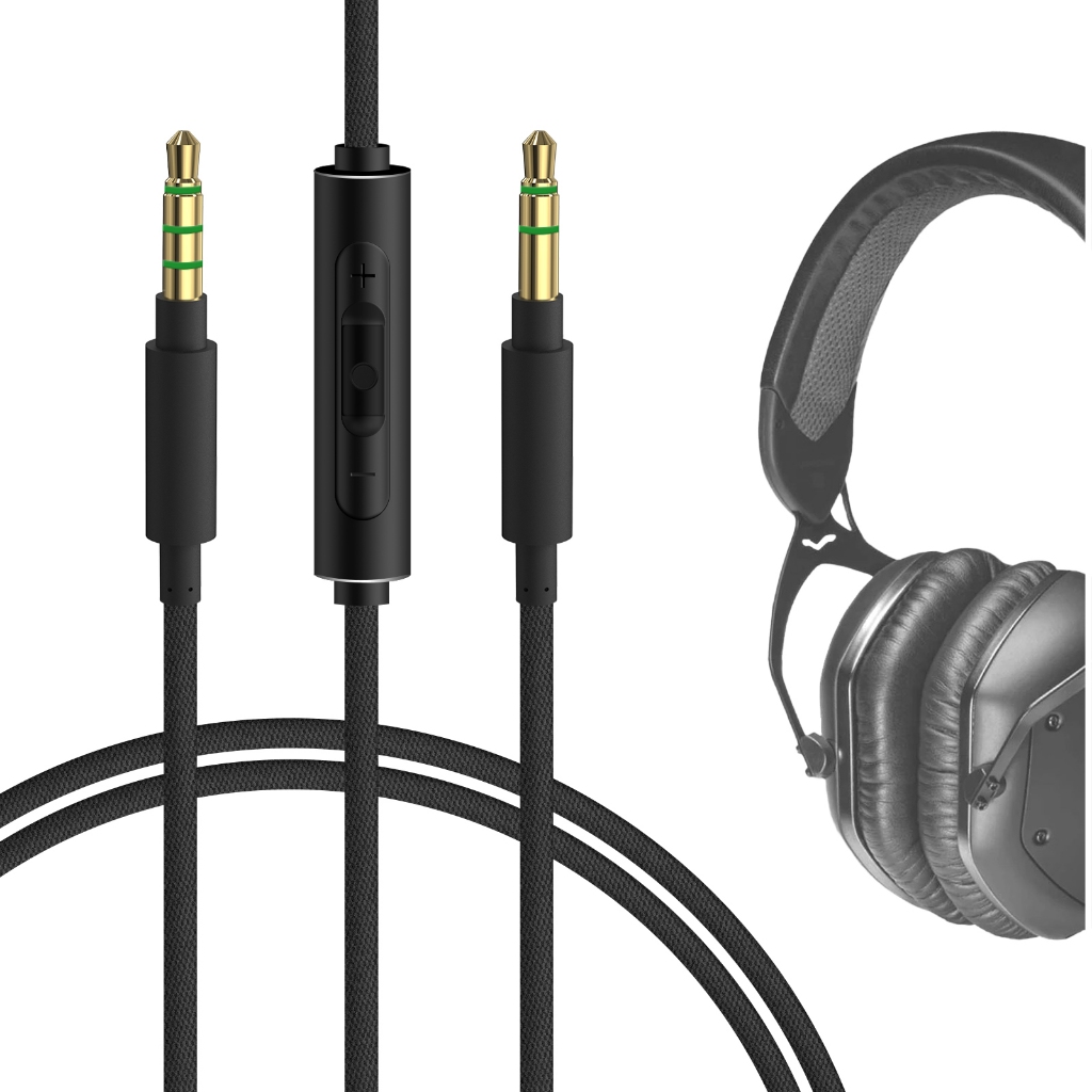 สายสัญญาณเสียง GEEKRIA พร้อมไมโครโฟนเข้ากันได้กับ V-Moda Crossfade LP2, หูฟัง Crossfade LP, สายสเตอริโอไนลอนถักขนาด 3.5 มม. (1.2 ม.)