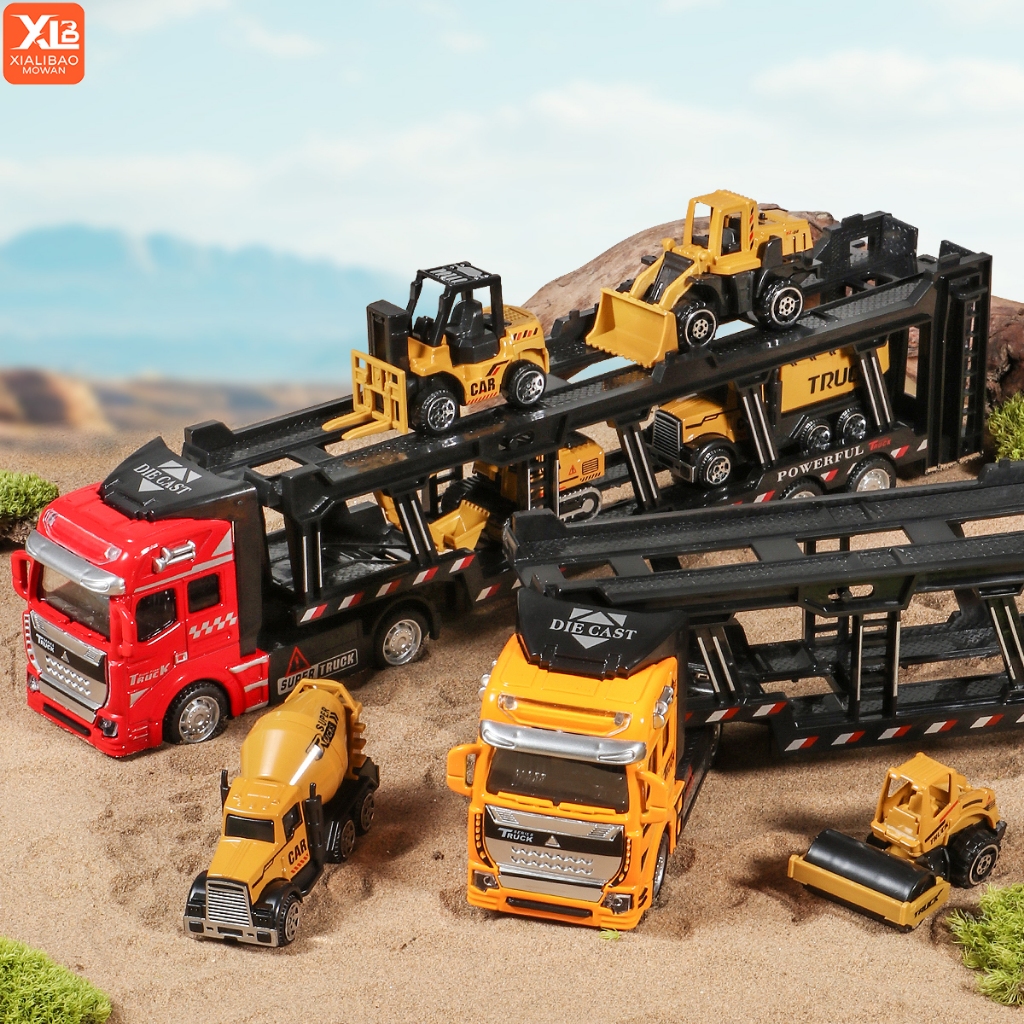 Diecast รถบรรทุกหัววิศวกรรมยานพาหนะ Transporter รุ่นชุดรถ 6 วิศวกรรมยานพาหนะขนาดเล็กของเล่นเด็กสําหรับเด็ก