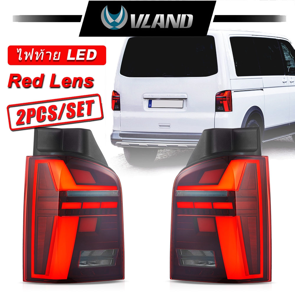 Vland ไฟท้าย LED For Volkswagen Transporter/Multivan T5 2010-14 Rear Lamps w/Sequential & Animation