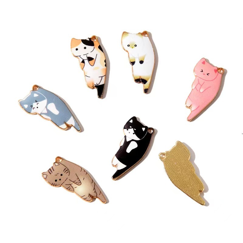 5ชิ้นลูกแมวจี้จี้วัสดุโลหะผสม ทําเอง สร้อยข้อมือสร้อยคออุปกรณ์เสริมจี้