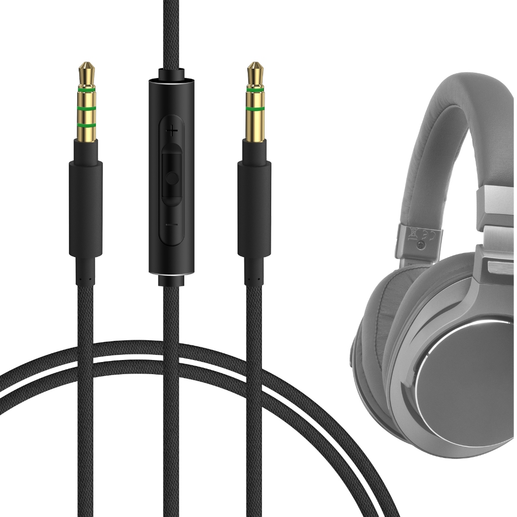 GEEKRIA สายสัญญาณเสียงพร้อมไมโครโฟนเข้ากันได้กับ ATH-M50xBT2 ATH-M20xBT หูฟัง ATH-MSR7, สายสเตอริโอไนลอนถัก 3.5 มม. (1.2 ม.)