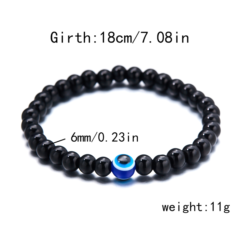 6 มม.ลูกปัดหินธรรมชาติ Evil Eye สร้อยข้อมือ Obsidian Hematite สร้อยข้อมือยืดหยุ่นสําหรับชายเครื่องประดับอุปกรณ์เสริม - รูปที่ 7