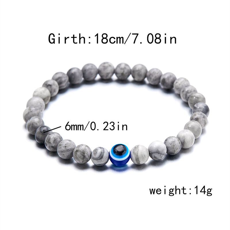 6 มม.ลูกปัดหินธรรมชาติ Evil Eye สร้อยข้อมือ Obsidian Hematite สร้อยข้อมือยืดหยุ่นสําหรับชายเครื่องประดับอุปกรณ์เสริม - รูปที่ 6