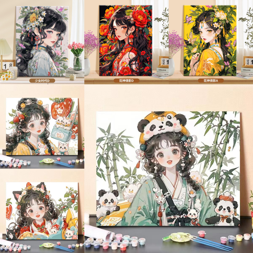 ทําเองภาพสีน้ํามันดิจิตอล/30 40ซม./รูปภาพตกแต่งบ้าน/ตัวละครอนิเมะ/ของขวัญเด็ก