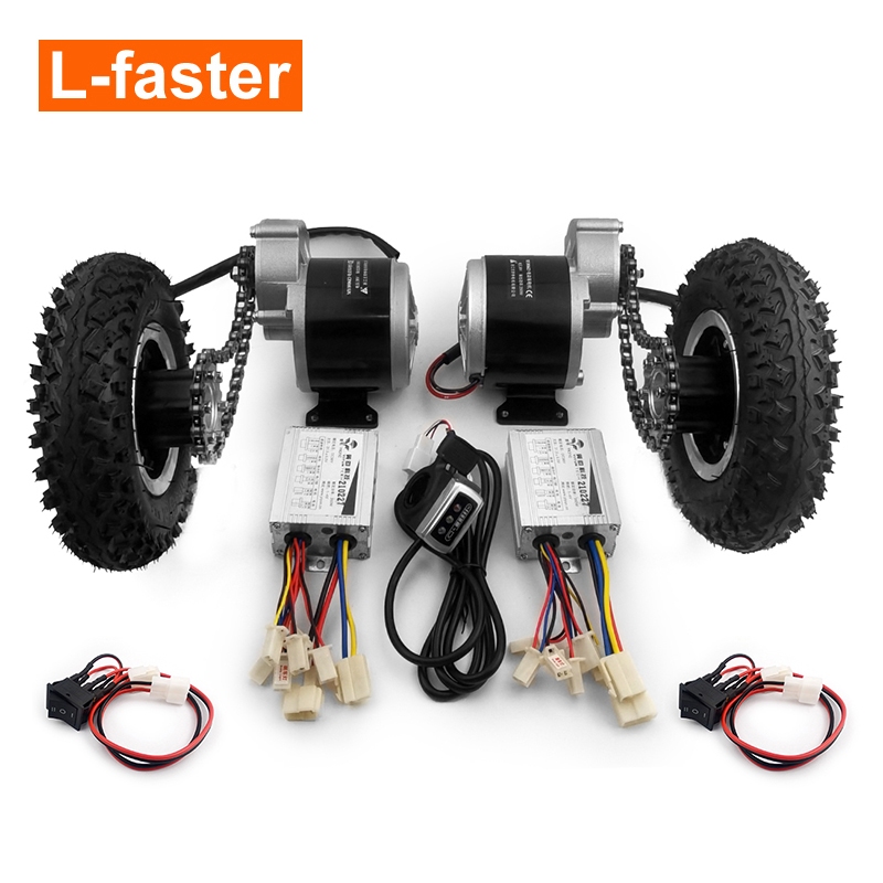 350w พกพาสะดวก 300 กก. 8 นิ้วชุดล้อ Dual Drive รถเข็นไฟฟ้าชุดแปลงสําหรับ DIY สวนดึง Barrow รถเข็นความจุ