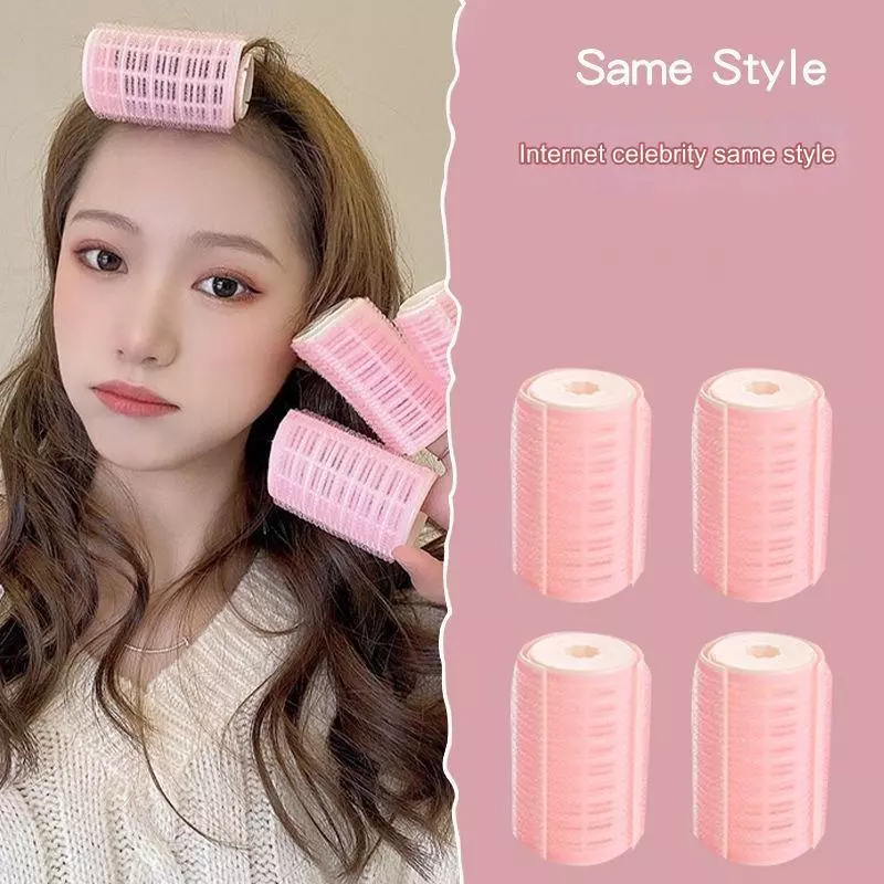ลูกกลิ้งม้วนผม เครื่องม้วนผม Lazy Curler Hair Roller แกนแบบไม่ใช้ความร้อนที่คาดเครื่องมือจัดแต่งทรงยึดเครื่องม้วนผมลูกกลิ้งไนลอนสีชมพู