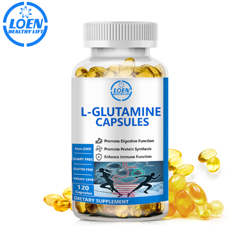 Loen L-glutamine Capsules อาหารเสริม 5000mg รองรับ Gut Health Muscle Recovery และ Growth สําหรับผู้ใหญ่ 120Caps