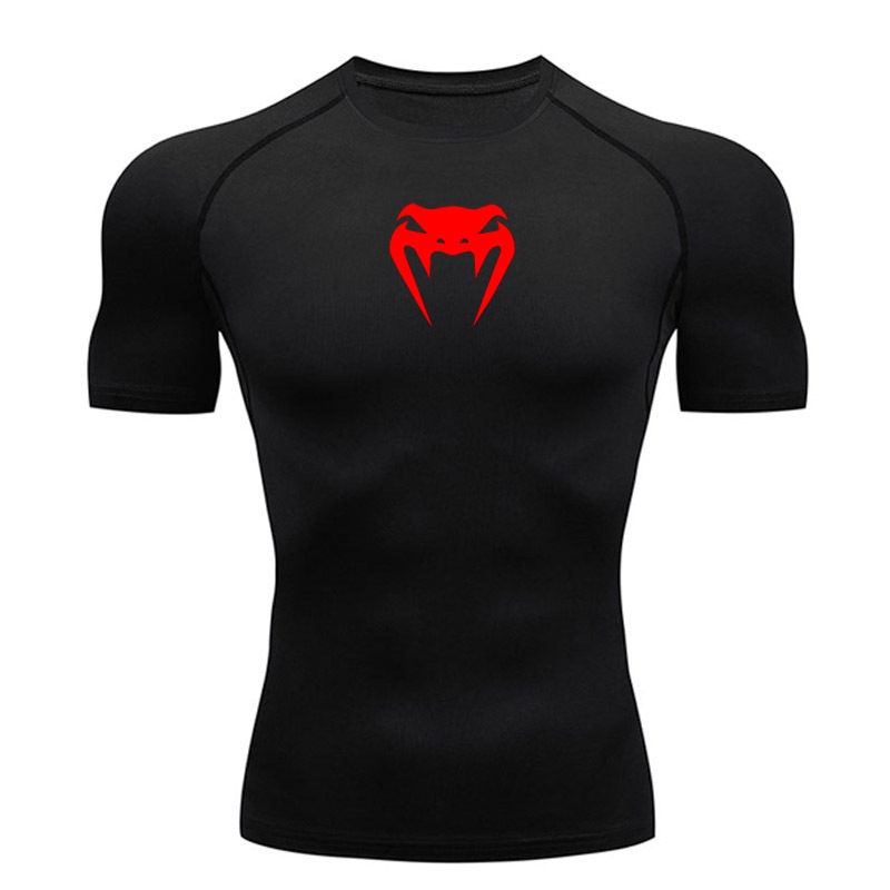 Venom เสื้อยืด UFC ผู้ชาย MMA Top การบีบอัดเสื้อแขนสั้นมวยยิมออกกําลังกายกีฬาสีดําสีขาวสีแดงออกแบบ ราคา ถูกที่สุด ดีลบีเคเค