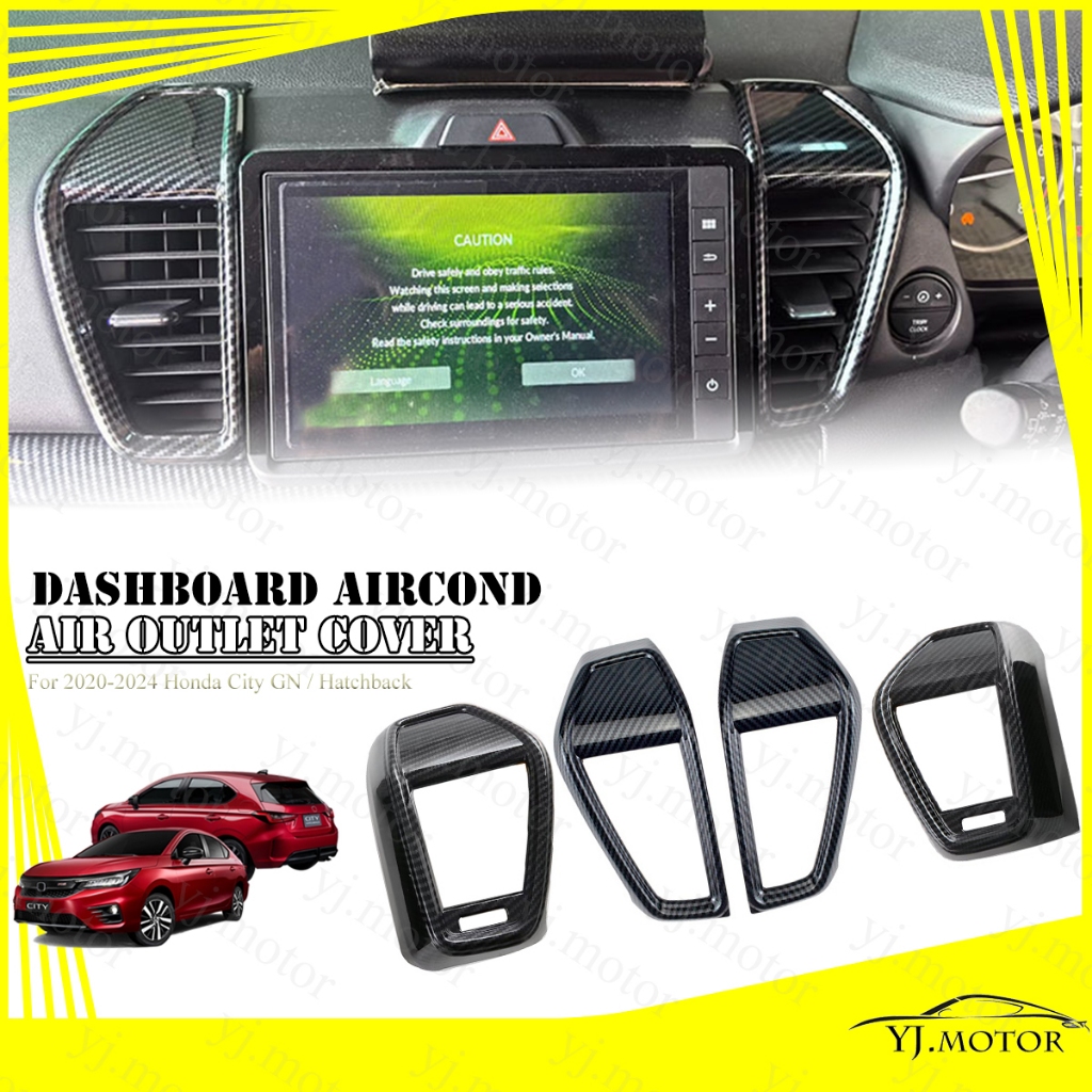 สําหรับ 2020 - 2024 Honda City GN / Hatchback Dashboard Air Outlet Cover Air Vent Protector รูปแบบคาร์บอนไฟเบอร์
