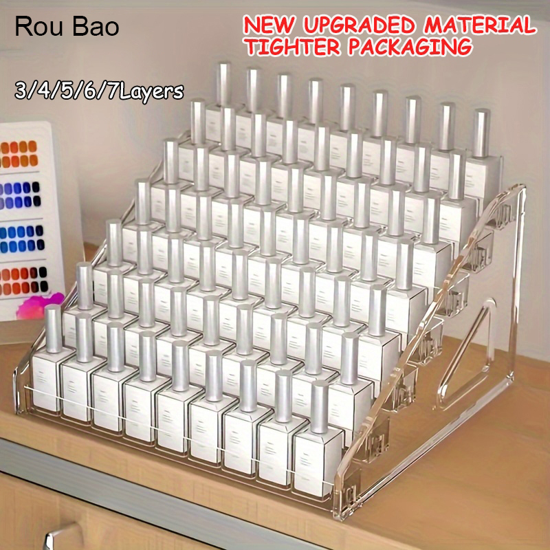 รู เปา เล็บเครื่องมือจัดเก็บหลายชั้นอะคริลิคใสยาทาเล็บชั้นวางจอแสดงผลเครื่องสําอางเครื่องประดับเล็บเครื่องมือชั้นวาง