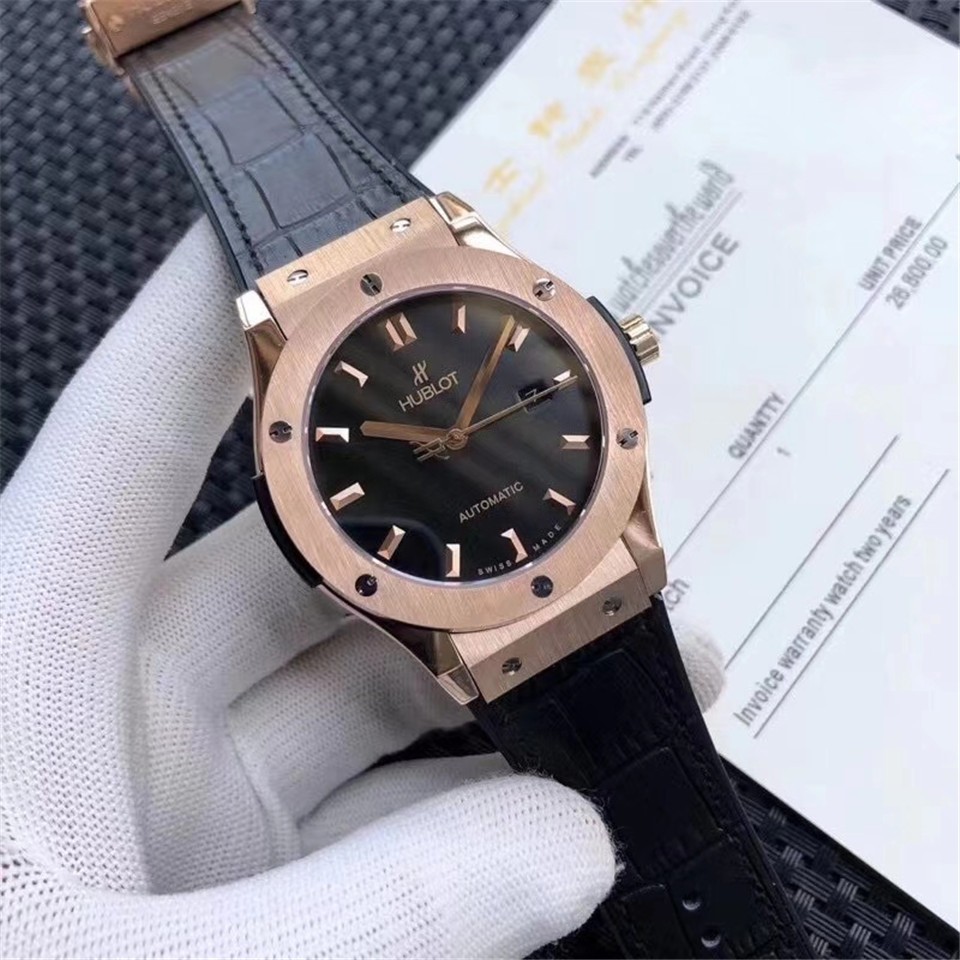 New Rose Gold Dial Mens Calendar Automatic Mechanical Watch 42mm