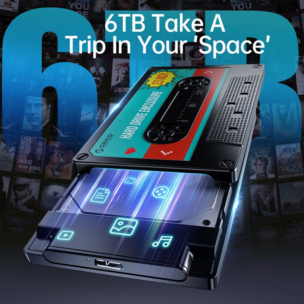 Orico ฮาร์ดไดรฟ์ USB3.0 HDD Enclosure ภายนอกโปร่งใส HDD Case DIY สติกเกอร์สําหรับ SSD HDD Cassette เทปออกแบบ