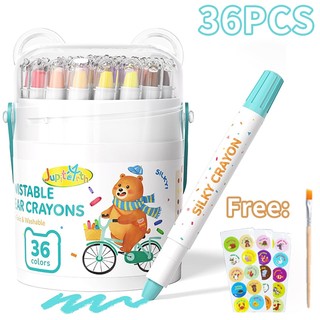 【Original Bear Style】12/24/36 Colors plastic crayons Painting Safe Non-Toxic Washable Not Dirty Hand Drawing Coloring Toddler Crayons Kids Set