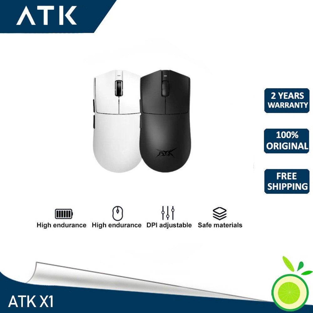 Atk X1 เมาส์สองโหมดแบบมีสาย/ไร้สาย PAW3950 รูน้ําหนักเบาน้อยกว่าการเล่นเกม, อีสปอร์ต, เมาส์เรือธงสํานักงานตามหลักสรีรศาสตร์ X1 PRO สีขาว (49g ± 2g)