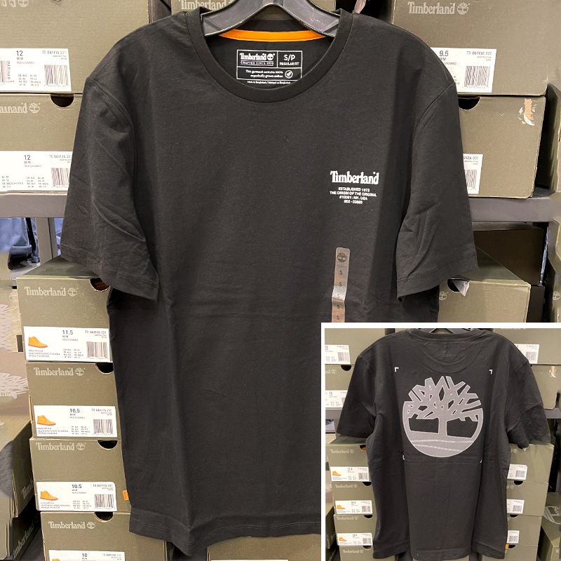 เสื้อยืดของ ทิมเบอร์แลนด์ ผู้ชายแขนสั้นคอกลมผ้าฝ้ายแท้กลับต้นไม้ใหญ่แฟชั่นลําลอง