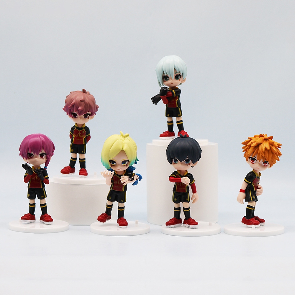 6 ชิ้น/เซ็ต 9 ซม.อะนิเมะสีฟ้าล็อค Isagi Yoichi Nagi Seishiro Bachira Meguru Chigiri Hyoma Kunigami Rensuke รุ่น Q PVC Action Figures ตุ๊กตาของเล่น