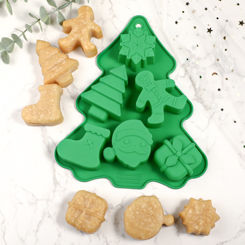 คริสต์มาส Gingerbread Man Candy Mold แม่พิมพ์ซิลิโคนคุกกี้ช็อกโกแลตเบเกอรี่เค้ก Mould DIY คริสต์มาสบรรยากาศเทียนหอม