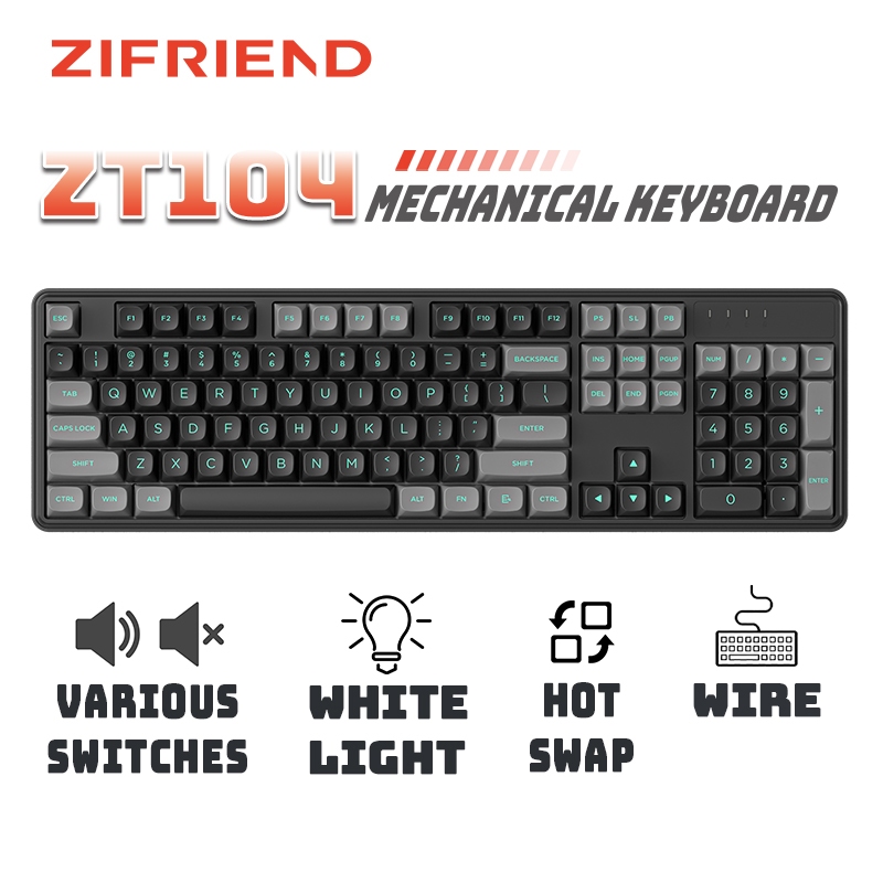 Zifriend ZT104 คีย์บอร์ดแมคคานิกส์ Hotswap Gasket Wire คีย์บอร์ดเกมมิ่ง