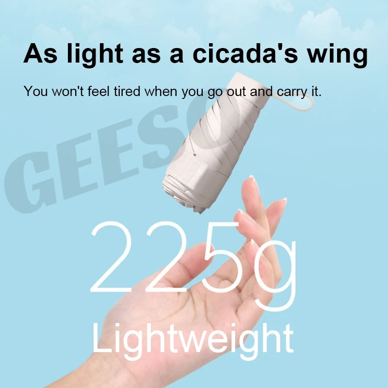 GEESO UPF50+ ร่มพกพาขนาดเล็ก กันแดด UV กันฝน Mini Pocket Umbrella 225g thumbnail 7