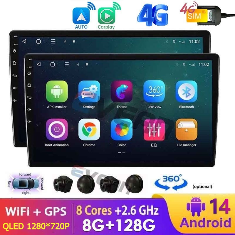 [8G+128G 360° Panoramic] Android 14 9/10 นิ้ว Android รถวิทยุสเตอริโอบลูทูธ MP5 Player พร้อม Wifi GPS 360 กล้องพาโนรามา (เลือกจัดส่งจากประเทศจีน สินค้าหมดในประเทศไทย)