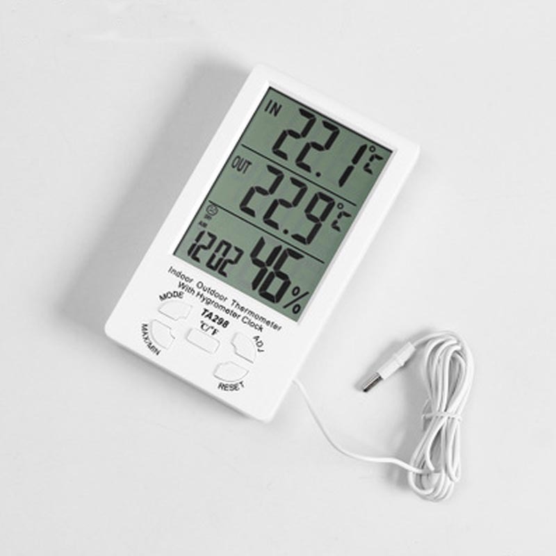 เครื่องวัดอุณหภูมิแบบดิจิตอลแบบ TA298 พร้อมนาฬิกา