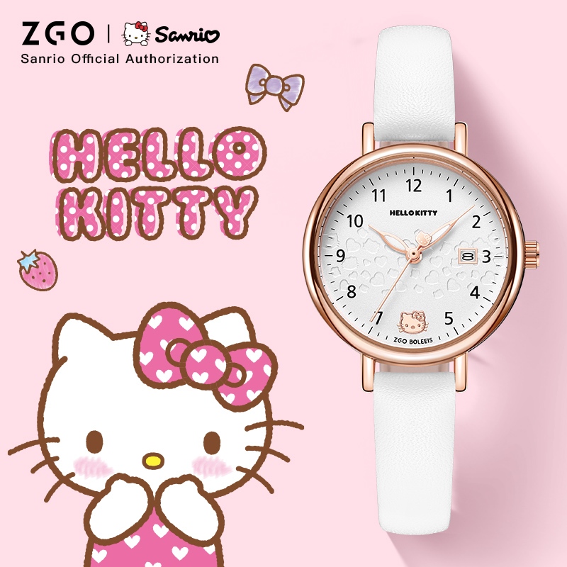 ZGO x Sanrio นาฬิกาข้อมือ แบบไร้เสียง สําหรับนักเรียนหญิง มัธยมต้น นาฬิกาผู้หญิงกันน้ำ เรืองแสง และมัลติฟังก์ชั่น 270