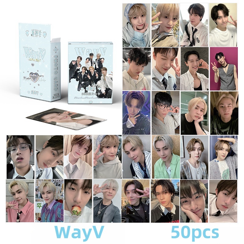 50pcs WayV NCT Laser Hologram Lomo Cards WINWIN SOLO holographic Photocards Ten Kun XIAOJUN HENDERY YANGYANG Postcards