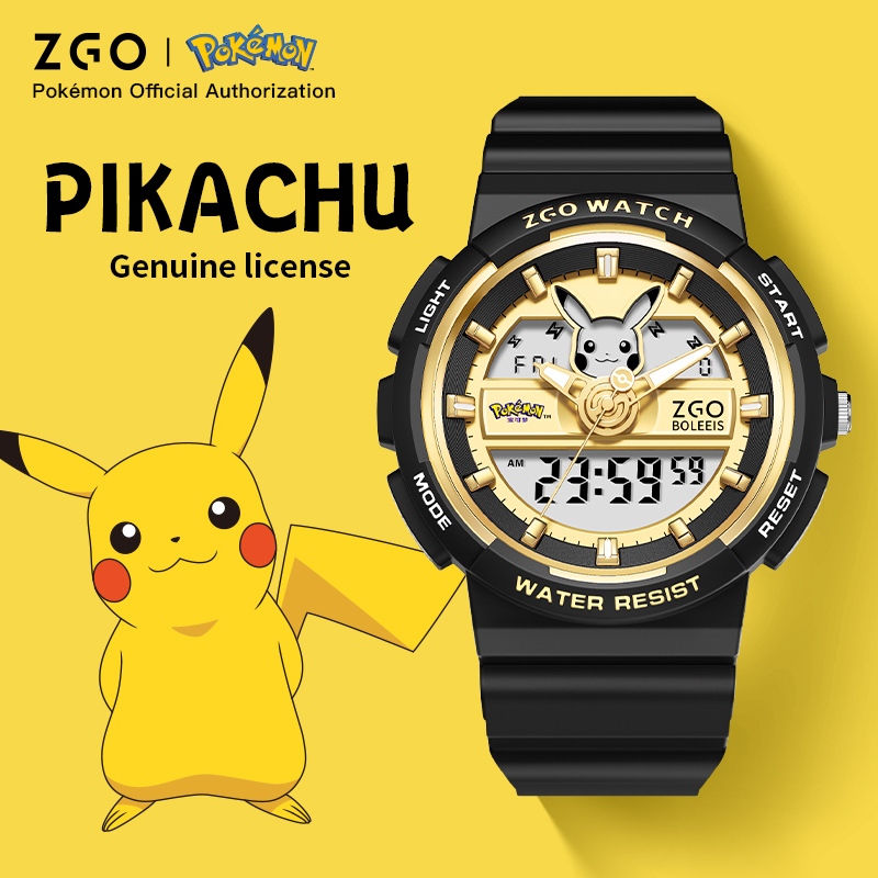 ZGO x Pokémon Pikachu นาฬิกาเด็ก ฟังก์ชั่นโครโนกราฟ-ปลุกสั่น ดีไซน์สปอร์ต นาฬิกาอิเล็กทรอนิกส์กันน้ำ 8631