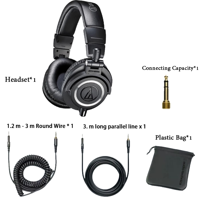 Audio Technica ATH-M50X ชุดหูฟังมืออาชีพ ชุดหูฟังมอนิเตอร์ แบบมีสาย