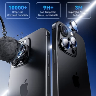 Wsken Aluminium Lens 9H ฟิล์มกระจกกล้องใช้ สําหรับ iPhone 17 Pro/iPhone 16 Pro Max ตัวป้องกันเลนส์กล้อง Shatterproof Ultra HD กระจกนิรภัย iPhone 17 16 /15 /14 /13 Camera Lens Protector