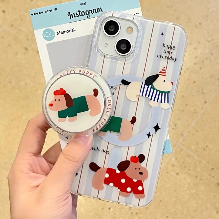 ลายลูกสุนัขน่ารักขาตั้งเคสป้องกันสําหรับ iPhone 15pro 15promax 14 14promax 14pro 16 pro max 16 plus