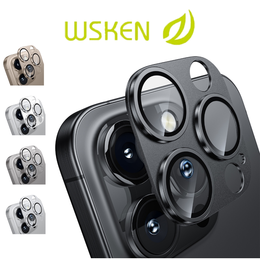 Wsken Aluminium Lens ฟิล์มกระจกกล้องใช้สำหรับ iPhone 13/14/15/16/17 Pro Max กระจกกันเลนส์กล้อง ฟิล์มกล้อง ไอโฟน 17 กระจกกันรอย เลนส์กล้องไอโฟน iPhone 16 Pro Max 9H กันกระแทก ฟิล์มกระจกเต็มจอ 15 Promax ปกป้องเลนส์กล้อง