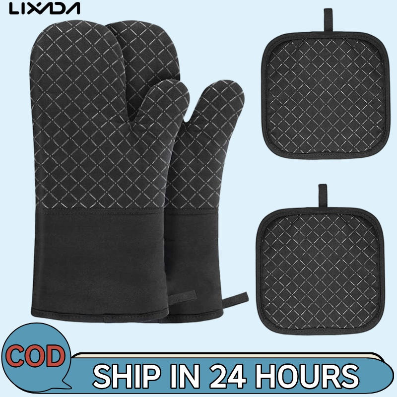 [Lixada Th Mall] ถุงมือเตาอบ และหม้อ ทนความร้อน 4 ชิ้น สําหรับเตาอบบาร์บีคิว ห้องครัว เบเกอรี่