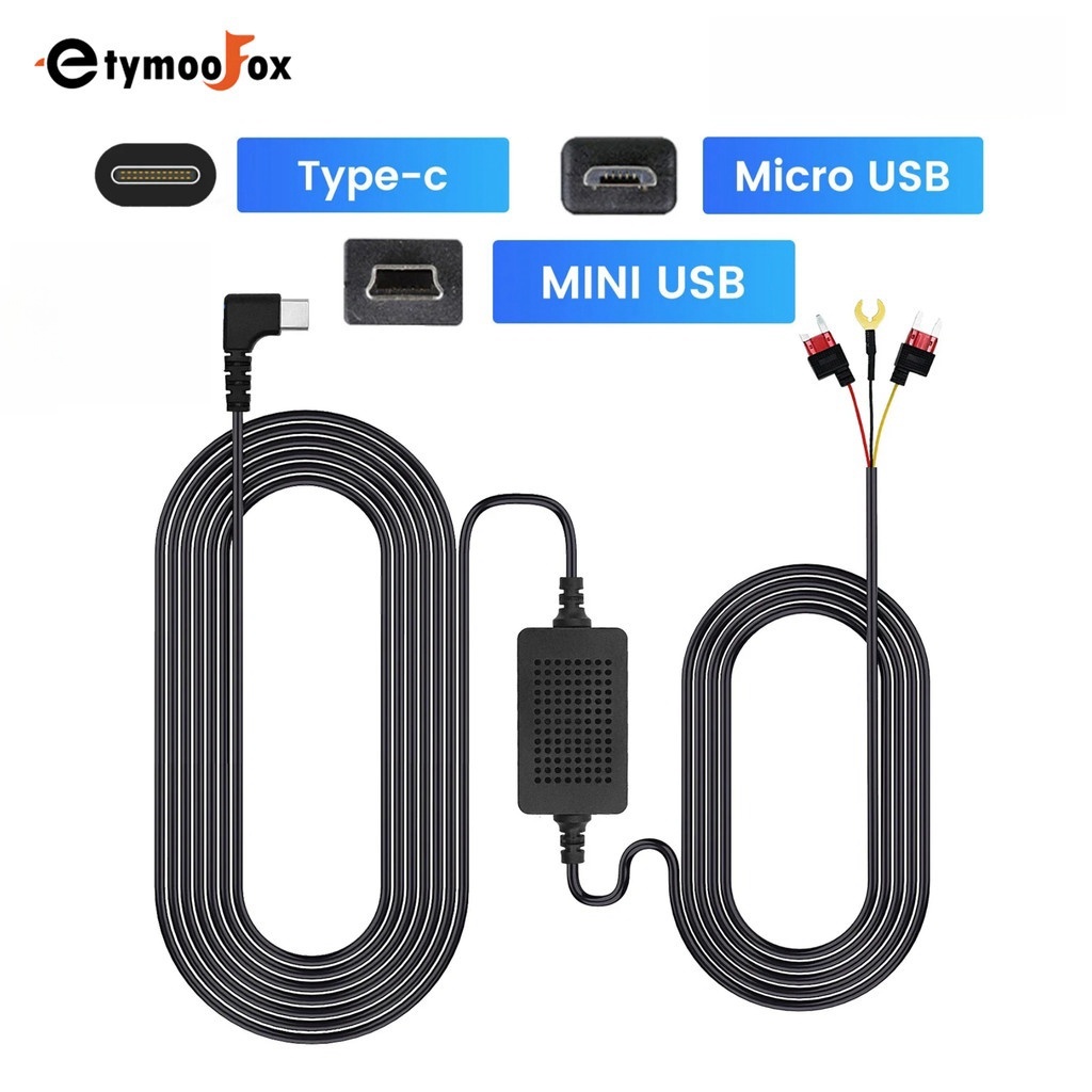 2/3 Core Car Hardwire Kit สําหรับรถยนต์ DVR Mini หรือ TYPE-C USB Car Charger สําหรับ Dash Cam Reaview กระจก 24H การตรวจสอบที่จอดรถ