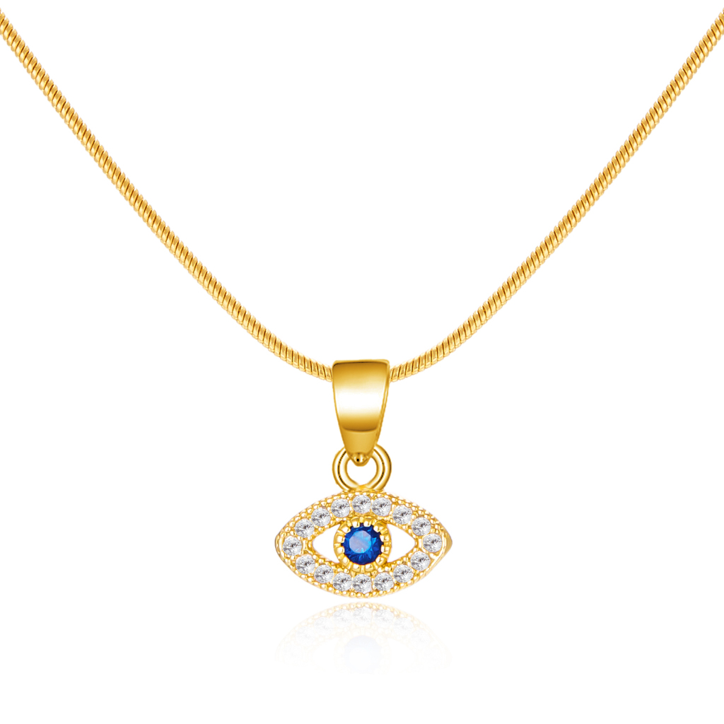 Lanxiu 18K Gold Lucky Blessing สร้อยคอ Evils Eye Amulet Kabbalah ป้องกัน Clavicle Chain สําหรับผู้หญิงเครื่องประดับของขวัญ