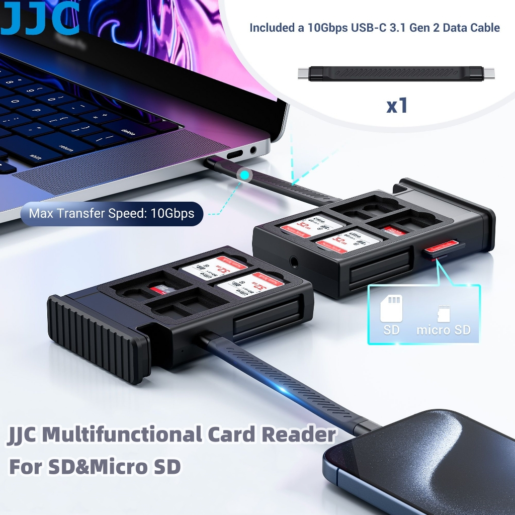 JJC Card Reader มัลติฟังก์ชั่นการ์ดหน่วยความจํา Storege Case สําหรับ SD MSD MicroSD Micro SD Type-C ถึง Micro USB อะแดปเตอร์สําหรับ Apple 15 Pro Max Android สมาร์ทโฟน คอมพิวเตอร์แล็ปท็อป