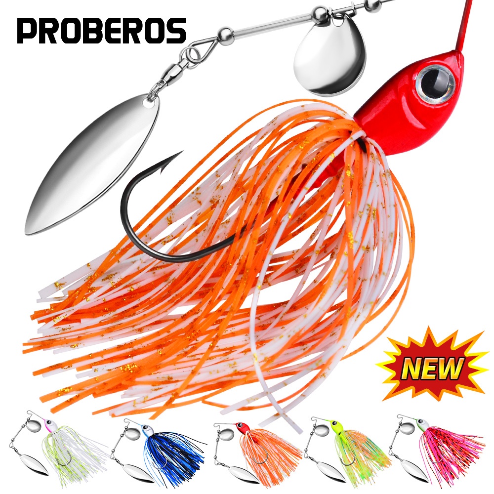Proberos 1/5PCS Spinner Bait - ldeal for Bass, ยางซิลิโคน Jig Skirt Salmon, Pike, และ TroutFishing - เหยื่อตกปลาน้ําจืดและน้ําเค็ม