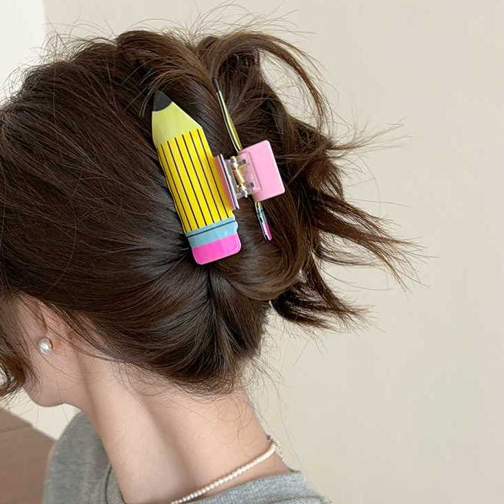 2024 สไตล์ใหม่ ซอก ออกแบบ ดินสอสีจับคู่คลิปสาวน่ารักสร้างสรรค์เครื่องประดับผม