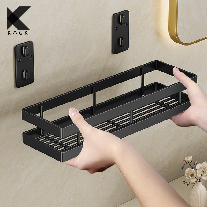 KAGK ชั้นวางติดผนังไม่ต้องเจาะ 20-50cm ของอเนกประสงค์ สแตนเลส ที่วางของในห้องน้ํา ที่เก็บของ ที่วางของในห้องน้ํา ชั้นวางเครื่องปรุงติดผนัง