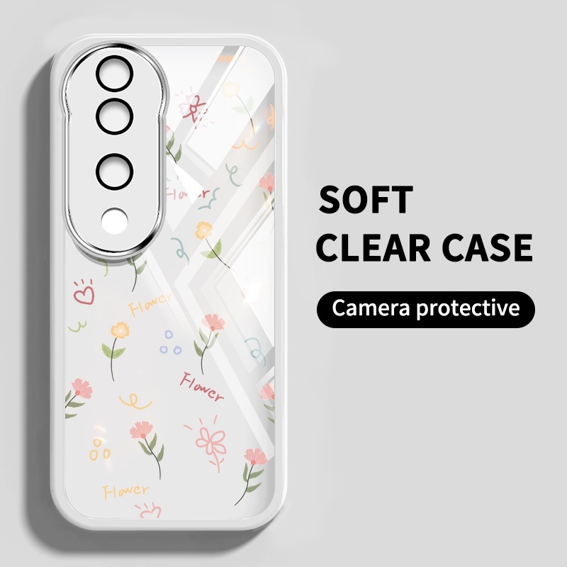 เคสโทรศัพท์กันกระแทกสําหรับvivo V40 Pro 5G V30 Pro 5G V30E 5G S18 Pro 5G S19 Pro 5G Vivo V40 Lite 4G 5Gขนาดเล็กสดดอกไม้เคสโทรศัพท์Transparren Soft Caseพร้อมเลนส์ป้องกัน
