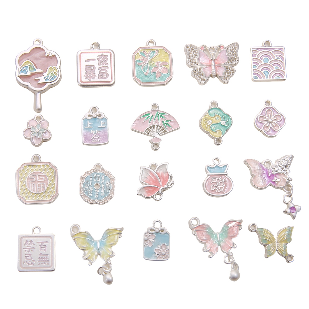 1 ชิ้น Matte Silver Alloy น้ํามันหยดจี้ใหม่สไตล์จีน Peach Blossoms จี้ผีเสื้อแฟชั่นอุปกรณ์เสริมสําหรับ DIY สร้อยข้อมือสร้อยคอ Jewlery ทําอุปกรณ์เสริม